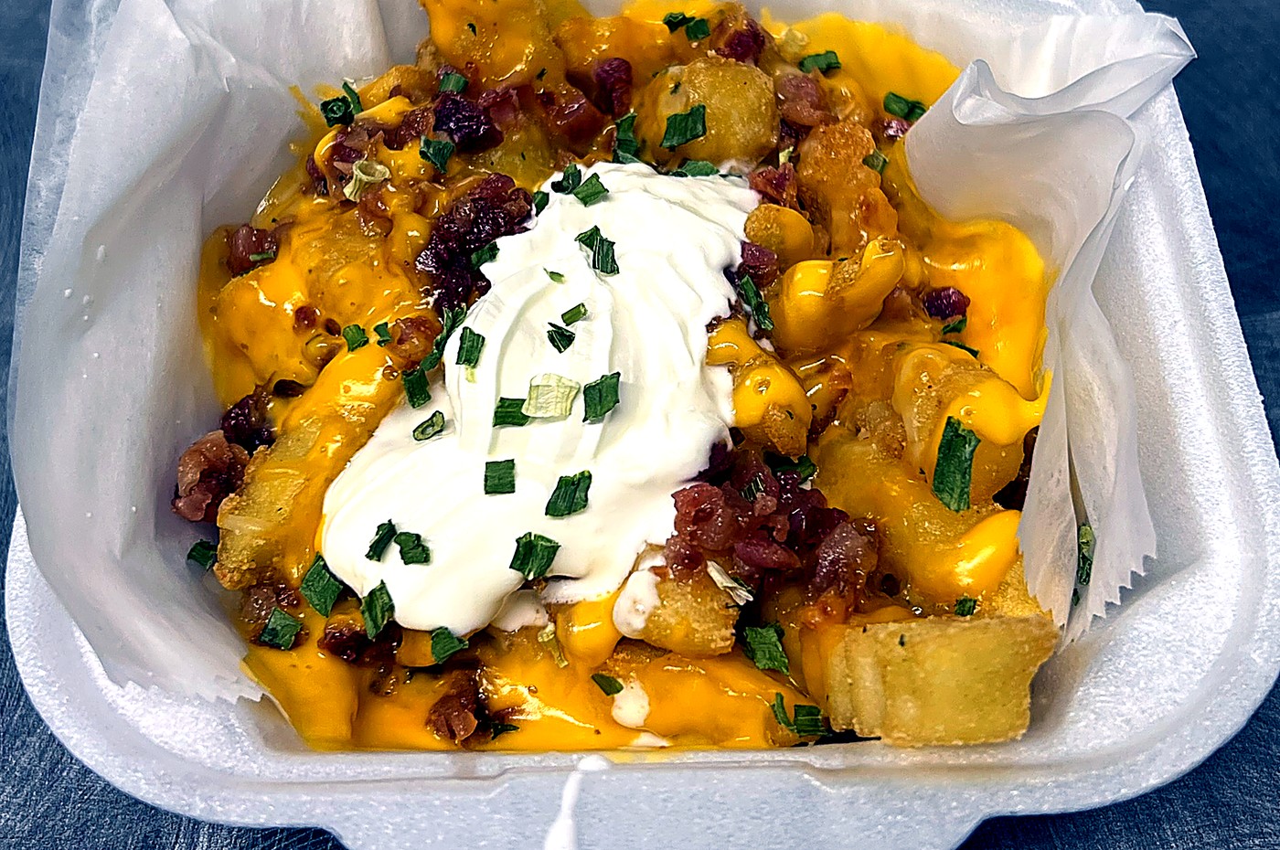 Loaded cheese fries with bacon